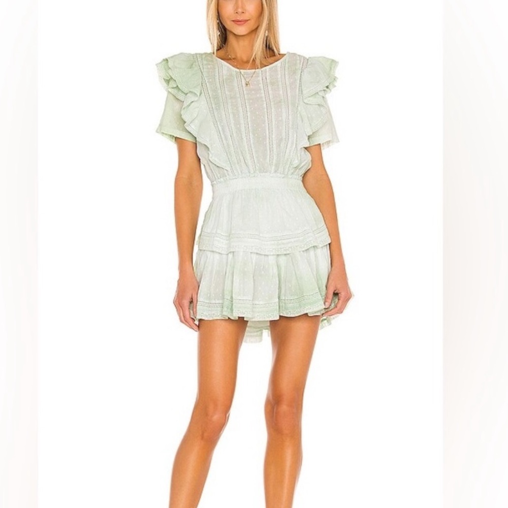 LoveShack Fancy Green Natasha Heritage Mini Dress (worn one time), size M